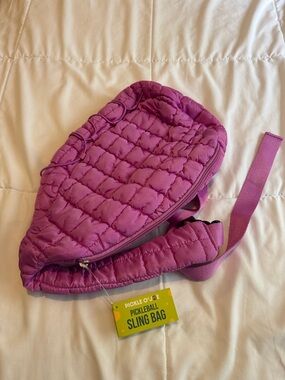 Purple Quilted Sling Crossbody Bag